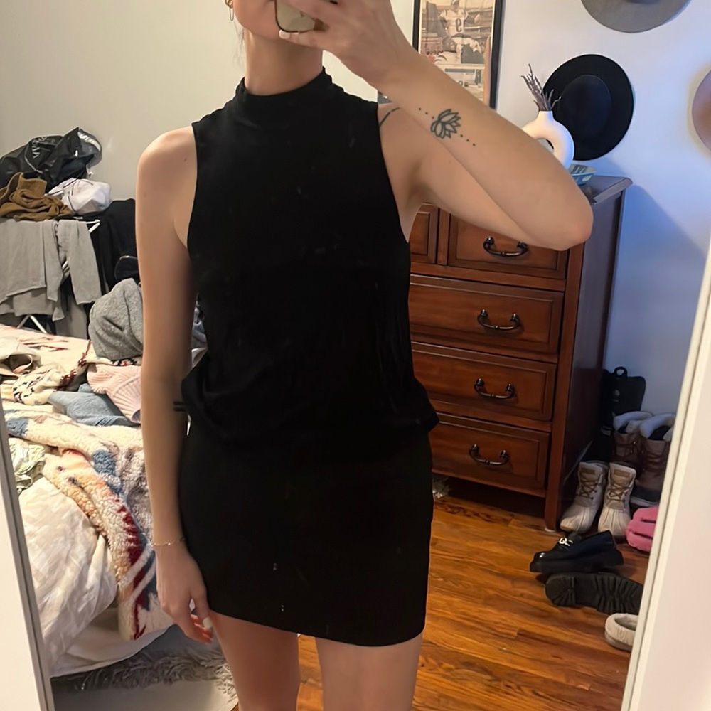 Black mock neck tank